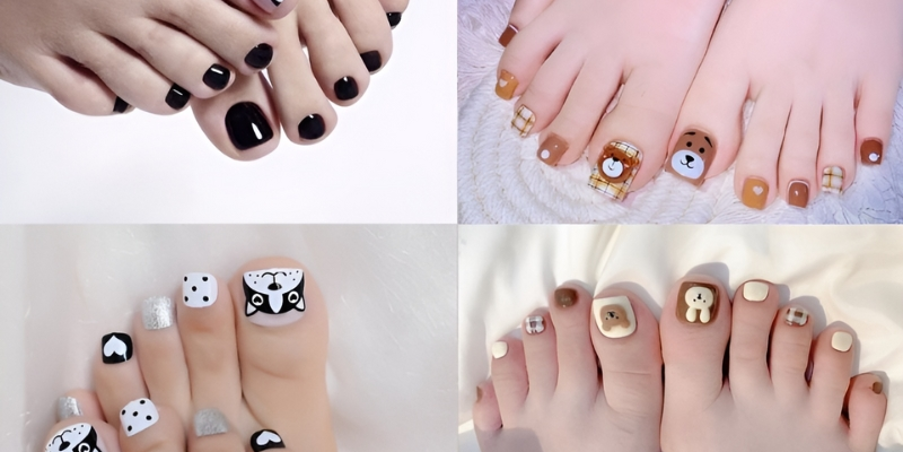 Cute animal-patterned toenail art
