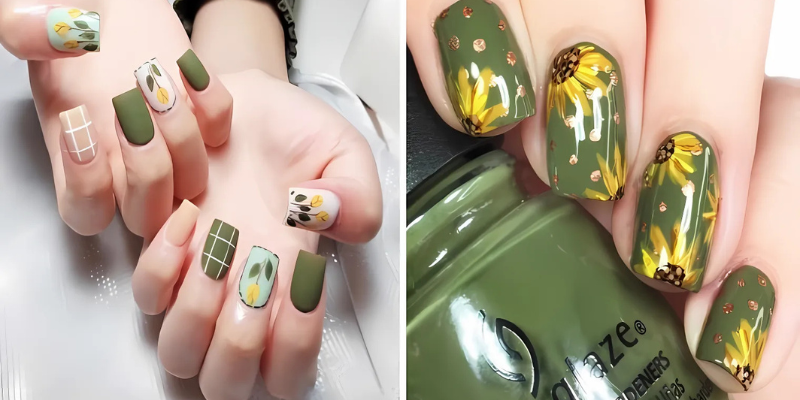 Soft nails with floral patterns
