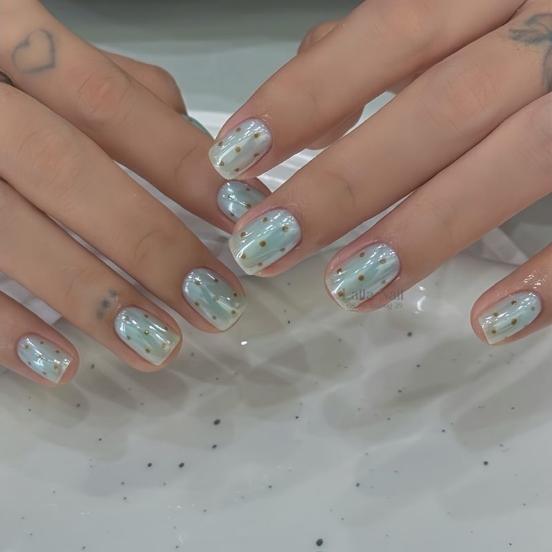 Soft Mint & Gold Dot Nail Art at Lalla Nail – A Minimalist Nail Design in Da Nang 3 00CCC3EC E226 4C30 835D 1C8F472222C8